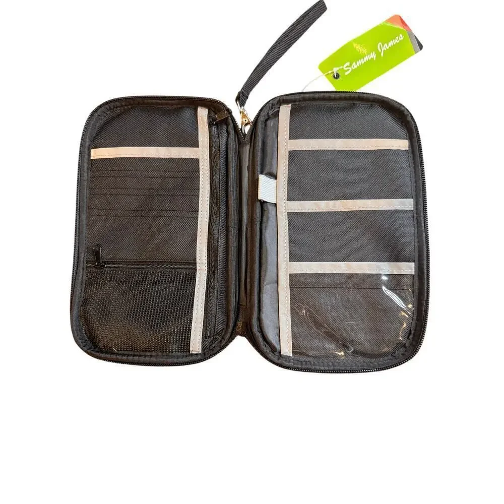Sammy James Travel Organizer Wallet Gray Zippered Passport Document Holder NWT
